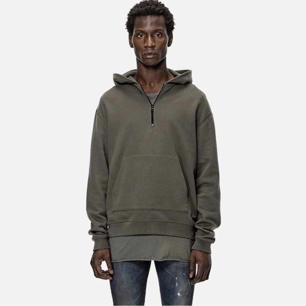 John Elliott Mercer quarter zip hoodie in washed green,Medium